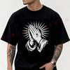 The Hands Of Jesus Christ Praying Graphic Moto T-Shirt Men Cotton O-neck Short Sleeve TShirt Fashion Tops Tee