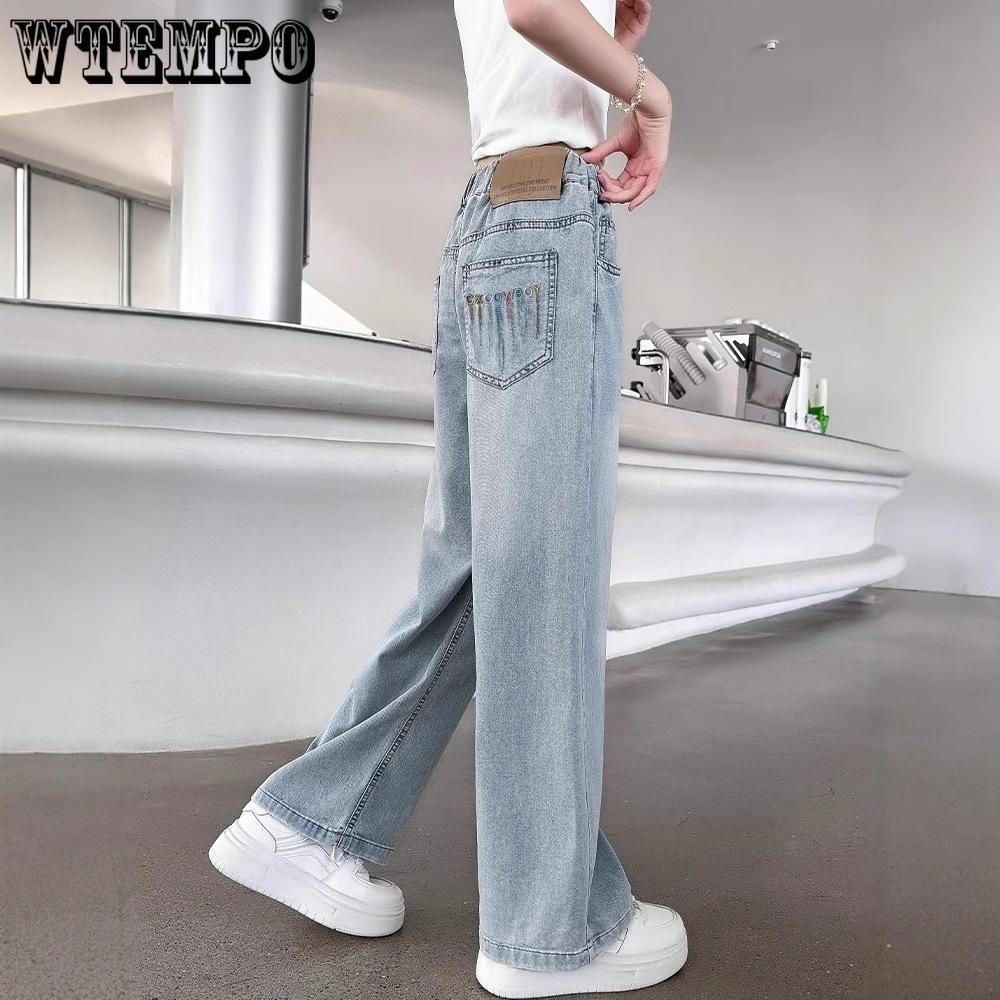 Girls' Pants Summer Clothes Girls' Fashionable and Stylish Straight Leg Children's Jeans Summer Thin Pants