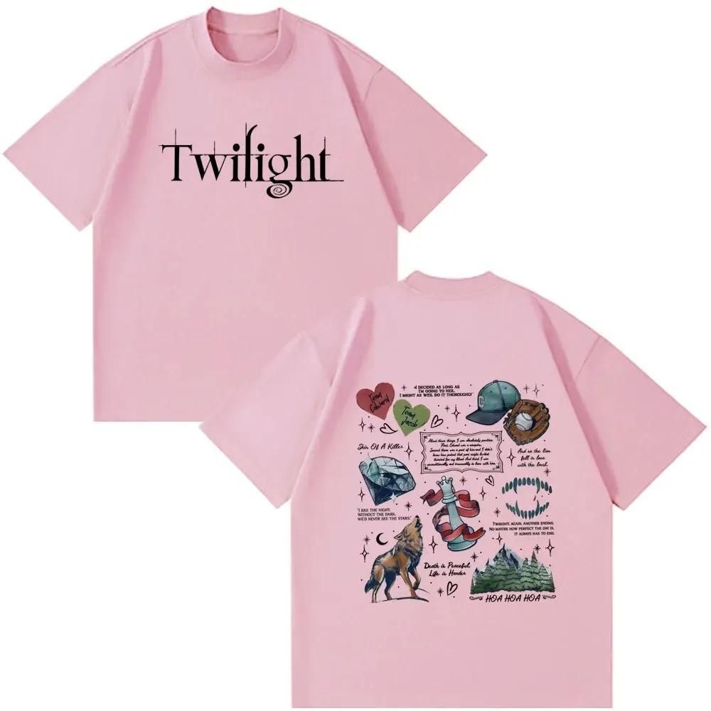 Twilight Movie Double Sided Tattoo Art Collage T-Shirt Saga Quotes Vintage White Unisex Women And Men T-shirts