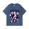 275 GSM Washed T-shirts 100% Cotton Jujutsu Kaisen V6 Gojo Print Unisex Heavy Cotton T Shirt