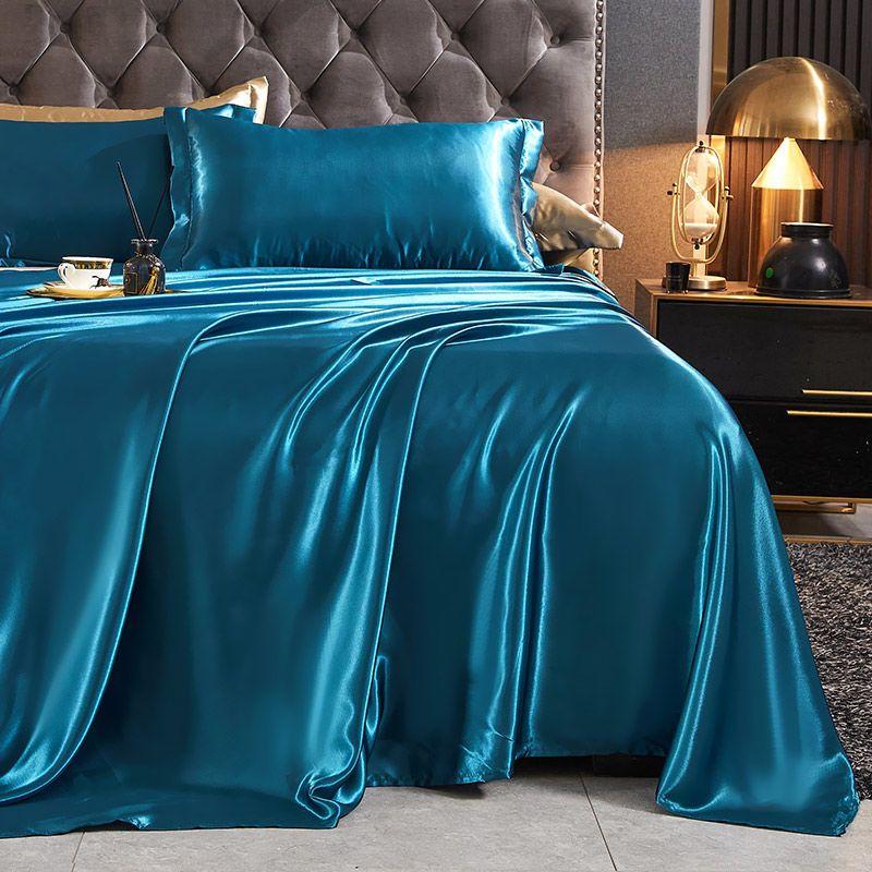 Flat Sheets Ice Silk Solid Skin-friendly Rayon Satin Modern Bedsheets Protective Universal Breathable Household Dormitory Bed