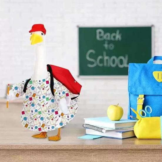 4 Pcs/Set Porch Goose Outfits Back to School Yard Goose Statue Clothes Lawn Goose Costume for 23" Statue Patio Lawn Garden Decoration