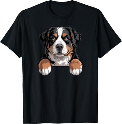 Camiseta con Perro de Montaña Bernés Divertido Asomándose Bolsillo Cachorro Bernés