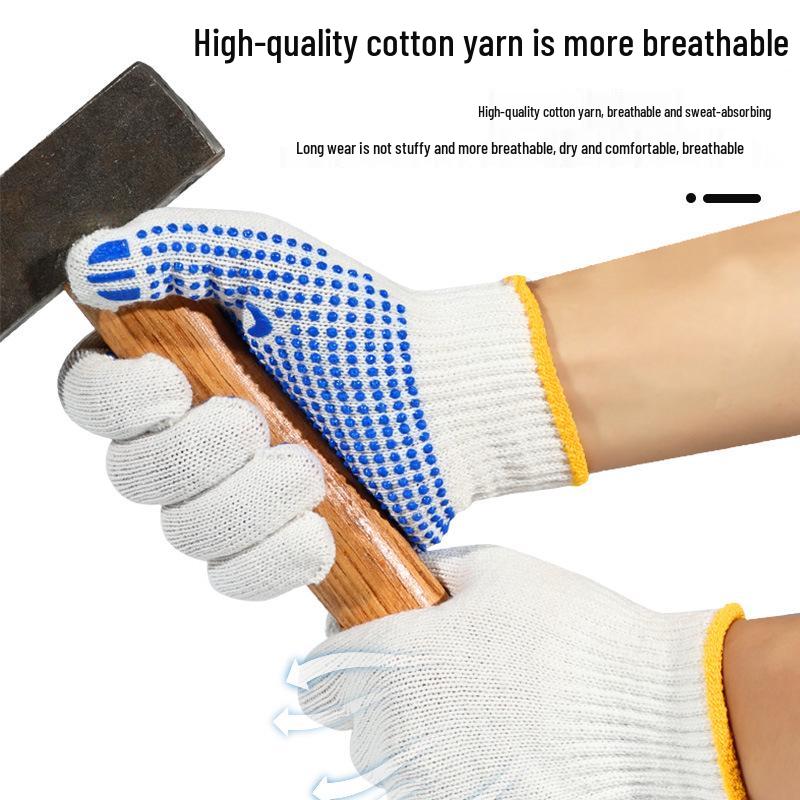 Work-Grade Non-Slip Cotton Gloves: Wear-Resistant & Thickened for Construction, Handling & Rock Climbing