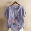 Women's Fashion Feather Letters Prined Short Sleeve T-shirt Loose Cotton Shirt Casual Loose Summer Blouse Tops Plus Size