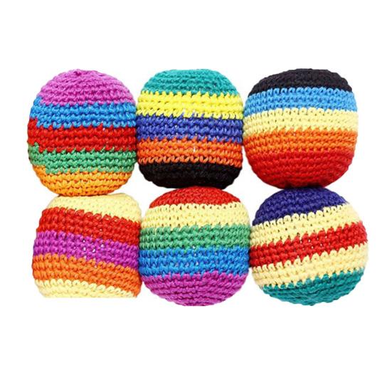 6Pcs Knitted Footbag Sack Handmade Crochet Juggling Balls for Beginners A