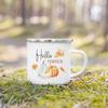 Hello Pumpkin Enamel Mug Halloween Camping Mug Gift For Grandma Mum Nana Autumn Home Decor Hygge Gift Fall Coffee Mug