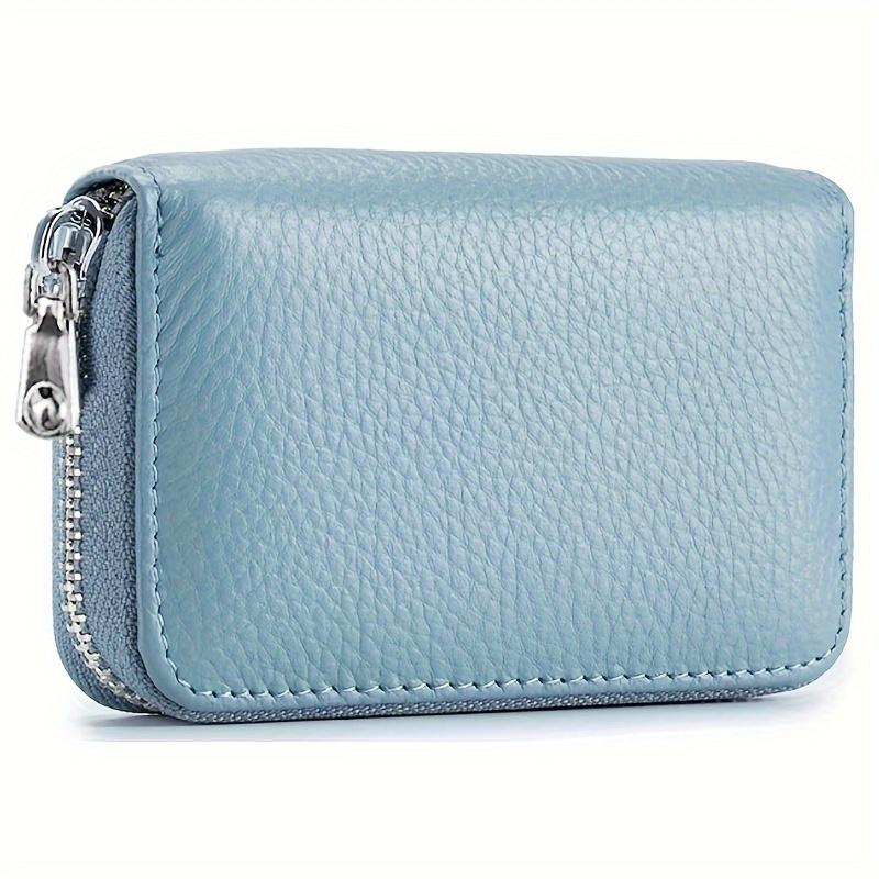 2024 Ny Stöldskyddad Borstad Korthållare Tvålagers Äkta Läder Kreditkortsplånbok med Dragkedja 14 kort Kortfack