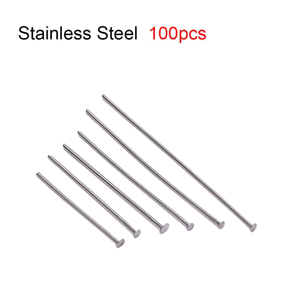 50-100pcs Stainless Steel Heads Eye Flat Head Pin Gold Silver Plated Ball Head Pins Findings For Jewelry Making  Accessories