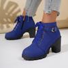 New Women Ankle Boots High Quality Lace-up Boots Ladies Comfortable High Heels Shoes for Women Spring Winter Women Pumps