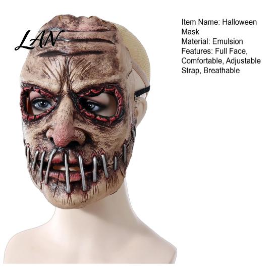 Detailed Scar Texture Mask Halloween Horror Mask, Creepy Latex Adjustable Strap Scary Fancy Haunted House Costume Accessory for Party Cosplay