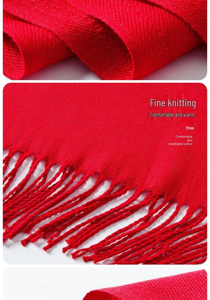 Custom Embroidered Red Scarf: Thick Neck Warmer for Autumn/Winter Team Gatherings