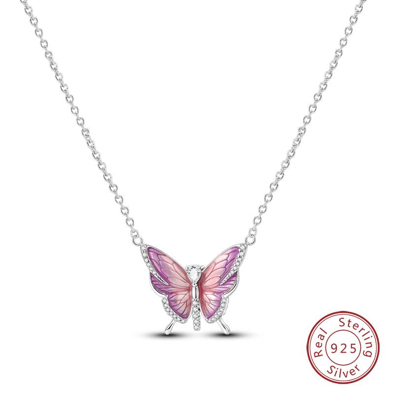 925 Silver Luminous Firefly Heart Shaped Zircon Pendant Necklace For Women Fashion Anniversary Birthday Jewelry Gifts