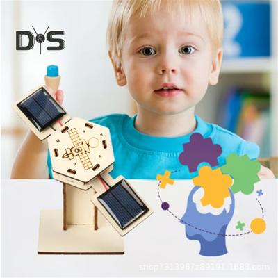DIY Solar Artificial Satellite Model Kit Educational Handmade Wooden Puzzle Satellite Model Kids Science Exploration Projects STEM Toy Space Lover