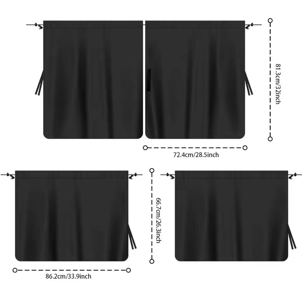 Car Privacy Curtains Set Air Conditioning Divider Curtain Front And Rear Seats & Side Windows UV Protection Sun Shade Isolation