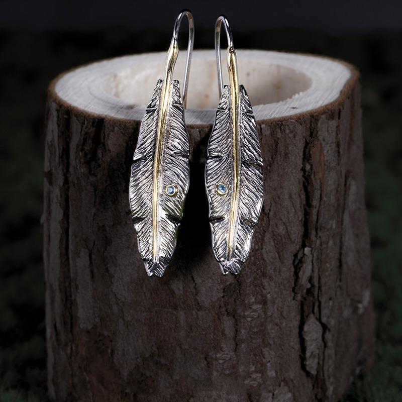 Orecchini Piuma In Argento 925 - Pendenti Piccoli Per Donna - Regalo In Confezione Elegante - Ipoallergenici