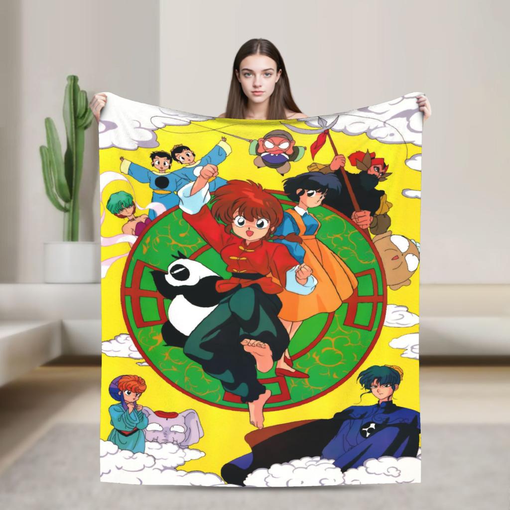 Couverture Anime Ranma 1/2 Polaire Imprimée Respirante Légère Jeté de Lit Quilt d'Extérieur
