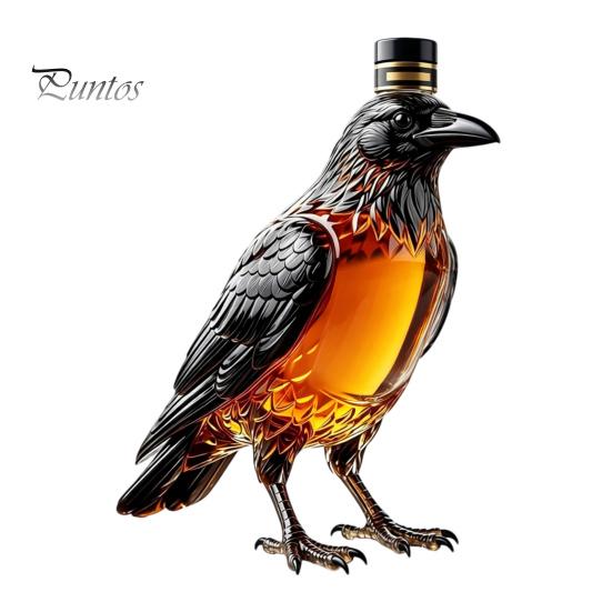 Decorative Glass Bottle Crow Whiskey Decanter, 350ml Capacity Liquor Bottle, Gift for Lovers Alcohol Dispenser Home Kitchen Bar Table Display