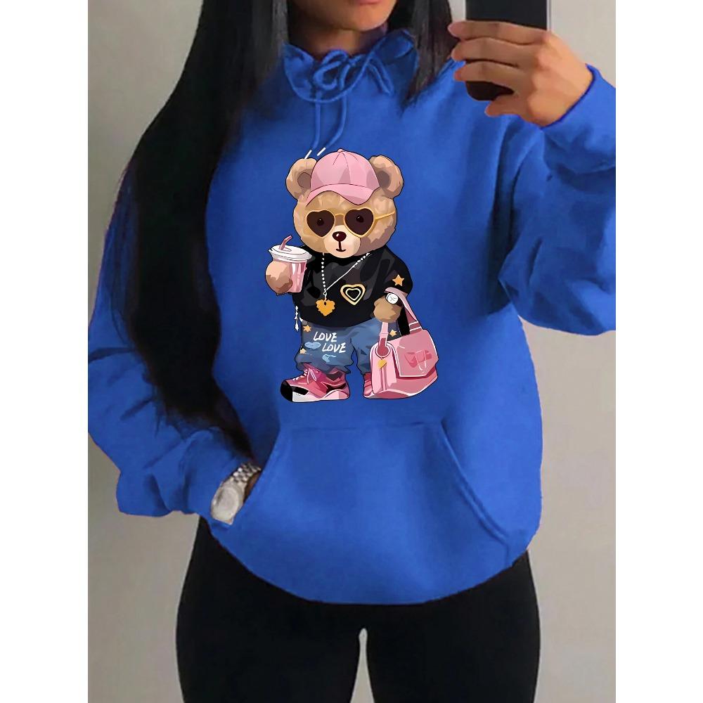Cool Bear Sister Pattern Creative Design Women Clothes Creativity Fleece Hoodie Harajuku Pocket Pullovers Funny Autumn Hoody