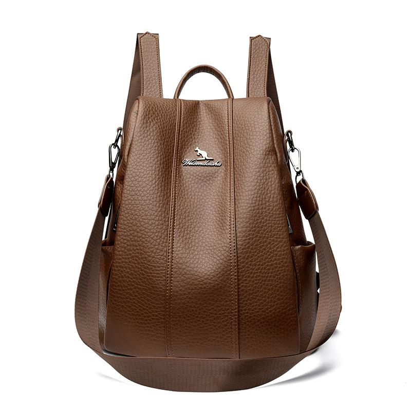 Backpack Retro Women's Anti-theft Backpack Soft Leather Schoolbag Reduced Burden Large Capacity Travel Bag