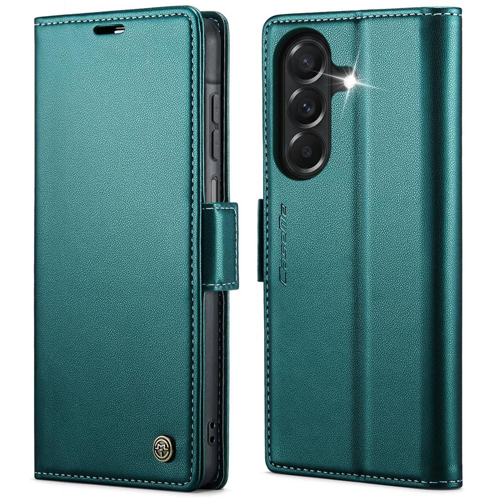 Magnetic Wallet Case for Samsung Galaxy A27, PU Leather Flip Cover, RFID Blocking Card Holder, Kickstand, Shockproof Slim Case