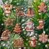 Lebkuchen Ornamente 24 Stück Weihnachtsmann Elch Schneeflocke Glocke Schneemann Holz Weihnachtsornamente Bauernhaus Weihnachtsdeko für Weihnachten
