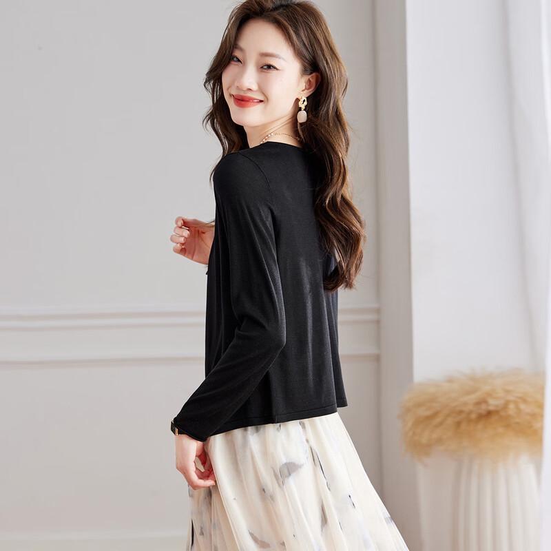 Women's 100% Mulberry Silk V-Neck Shawl Cardigan