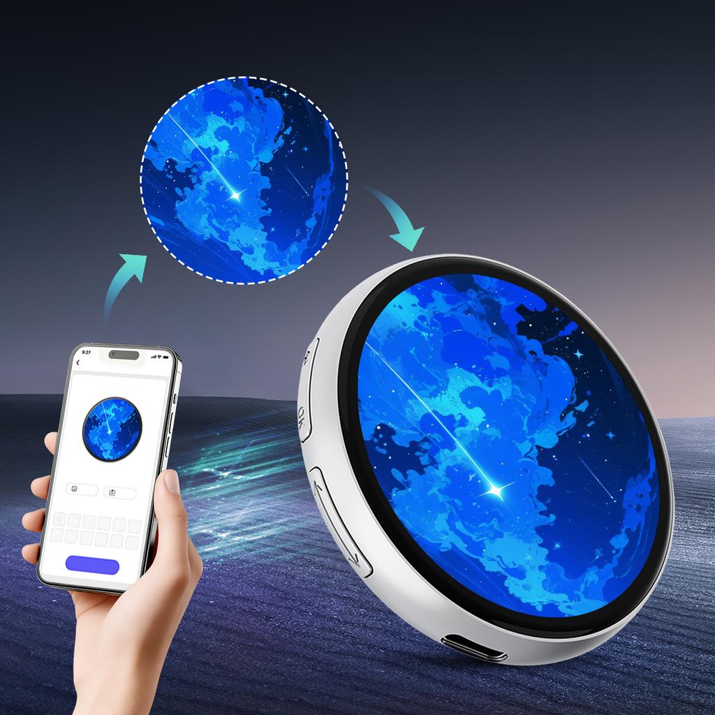 Electronic Anime E-Badge 1.85-In IPS BT Connection Peripheral Badges Dynamic Smart Display Screen Tag Pins Gift for Friends