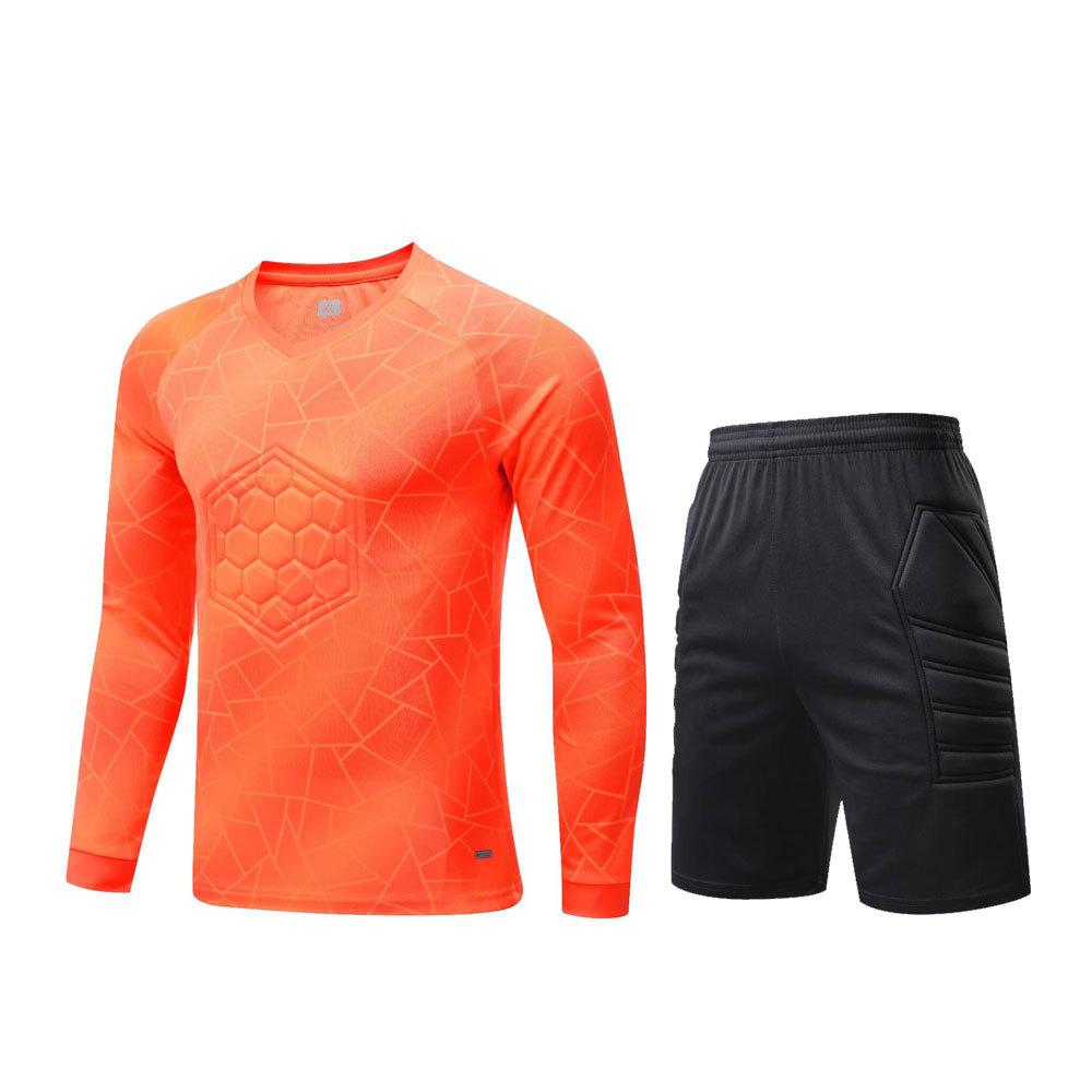 Spot Wholesale Football Goalkeeper Jersey Boys Custom Goalkeeper Jersey Long Sleeve Sponge Pad Game Training Jersey