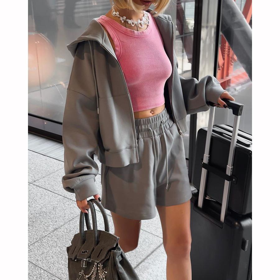 Spring Women's Summer Shorts Oversize Pink Shorts Set Two Piece Casual Tracksuit Shorts Women