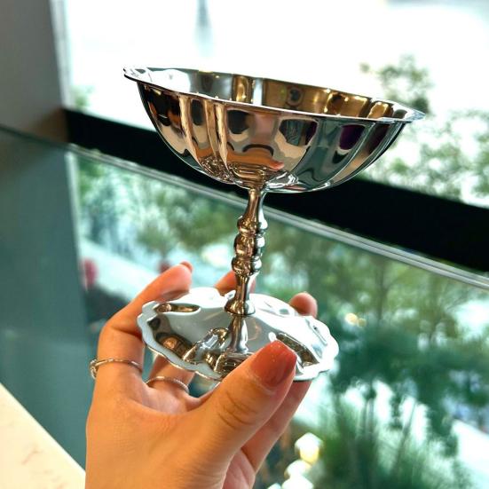 Stainless Steel Dessert Cup Retro Ice Cream Bowls Elegant Sorbet