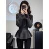 French Waist Primer Sweater Women's Autumn and Winter Large Size Fat Mm Thin and Meat-covering Design Ruffle Edge Knitted Sweater Top