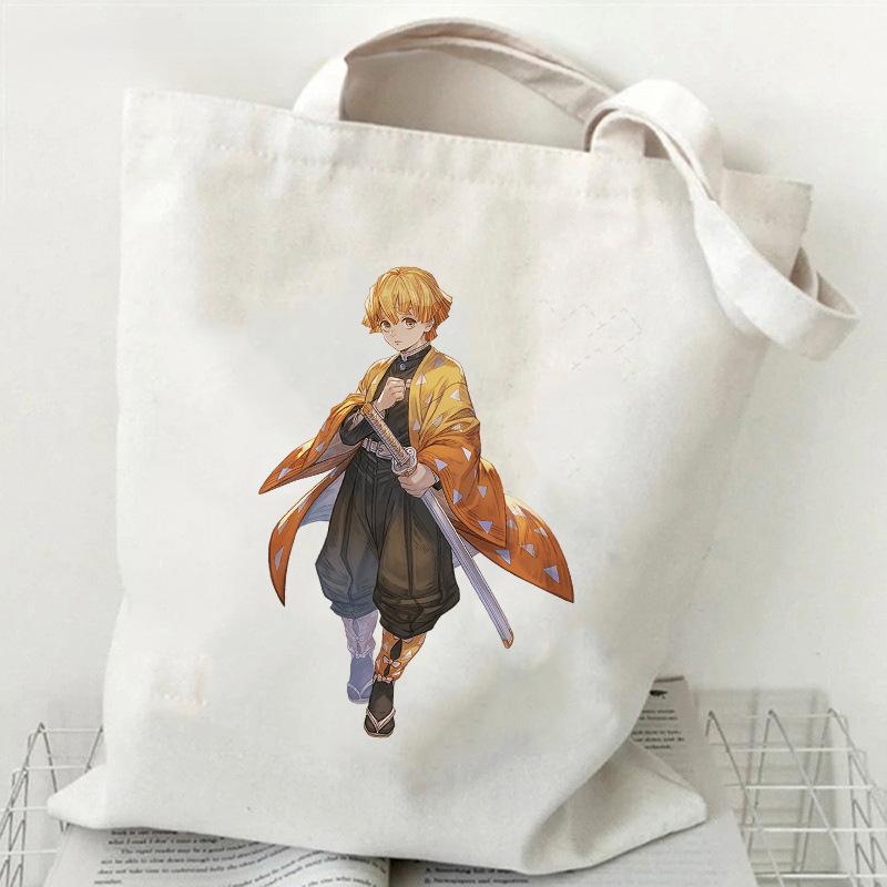 Japan Cartoon Comics Zenitsu Agatsuma Bedruckte Canvas-Tasche Große Kapazität Pendler-Tragetasche Lässige Umhängetasche für Damen 7563