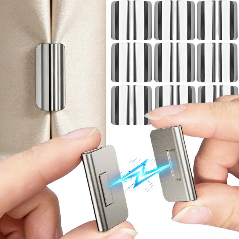 Metal Curtain Closure Magnetic Buckle Shower Curtain Magnet Clips Detachable Window Screen Fixed Fastener Window Hardware