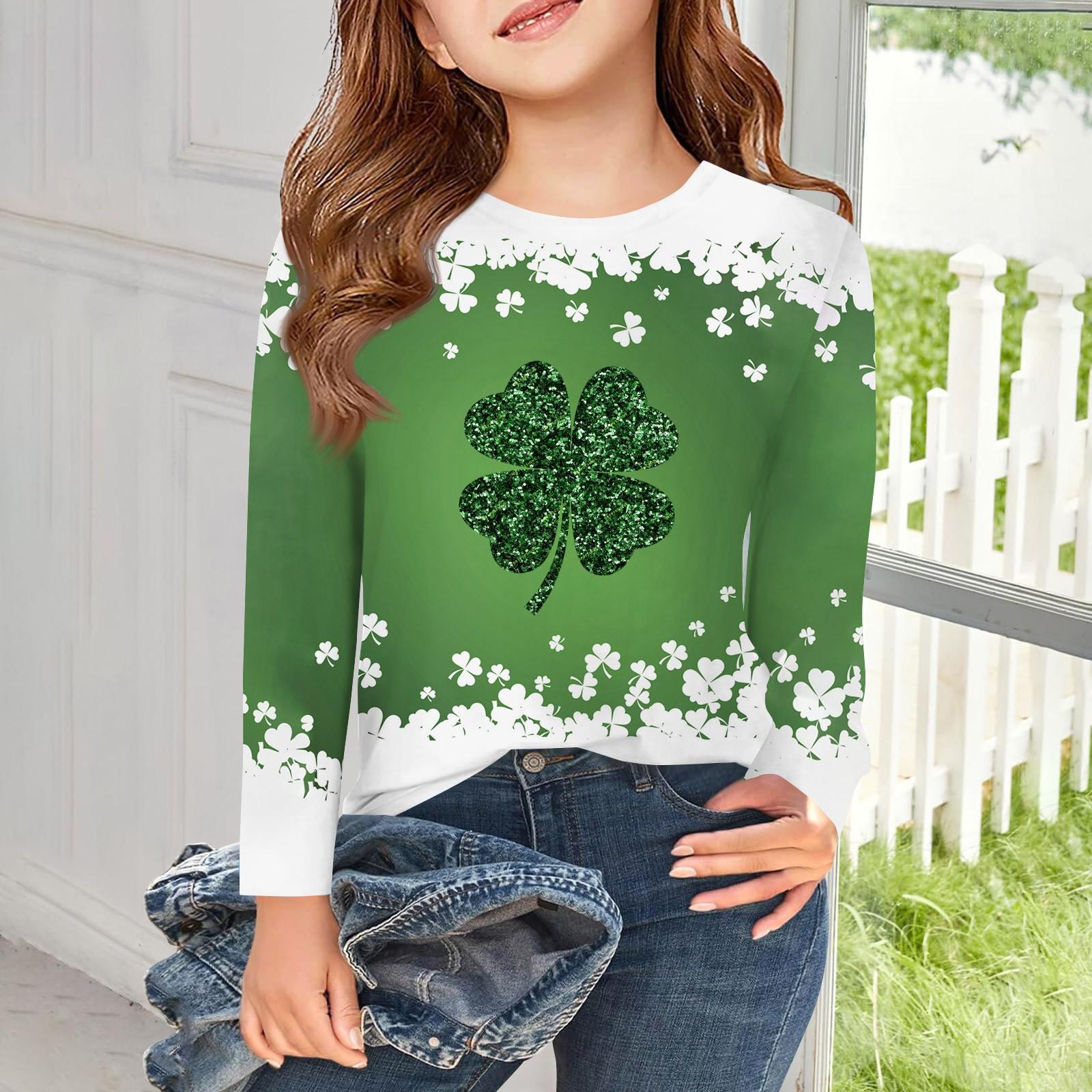 

Футболки с длинным рукавом для девочек, детские осенние топы с круглым вырезом и принтом, базовые футболки для детей 5–14 лет 160