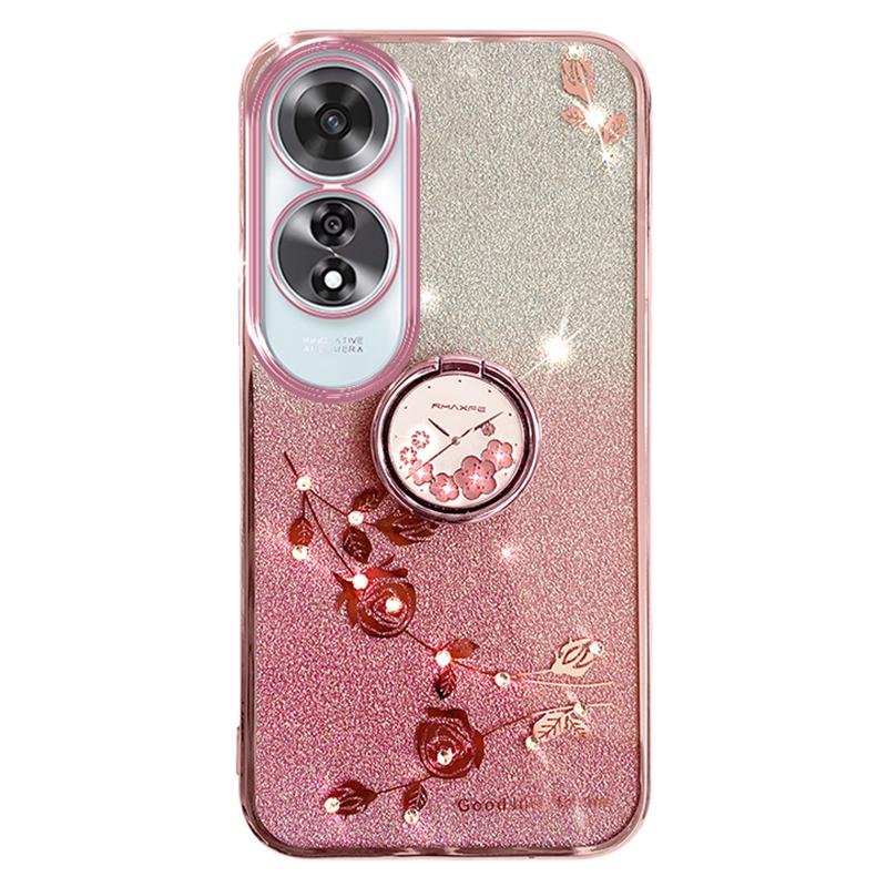 

Чехол KADEM для Oppo A60 4G с подставкой и ручкой TPU, блестящий, с блестками Rose Gold