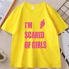 T-shirt Stampata 'Ho Paura Delle Ragazze' Casual Cotone Manica Corta Girocollo Unisex Y2k Streetwear Abbigliamento Unisex Maglietta Larga Top
