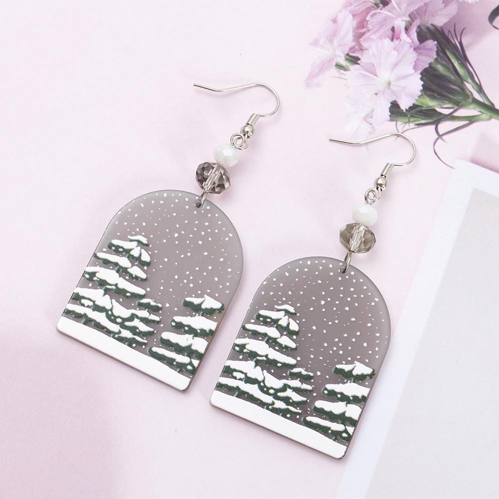 

Women s Retro Acrylic Snowflake Forest Christmas Earrings