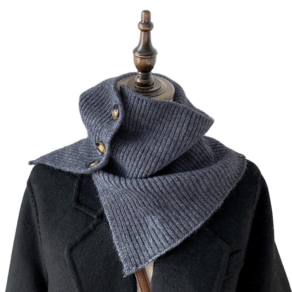 Cable Knit Wrap Button Scarf Winter Warm All-Matching Button Scarf Neck Protections Knit Neckerchief Windproof