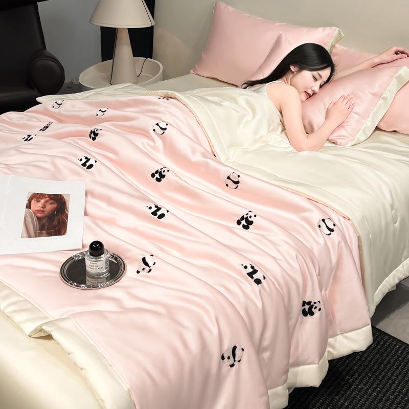 Silky Summer Ice Silk Quilt Set: Lightweight, Washable, and Embroidered