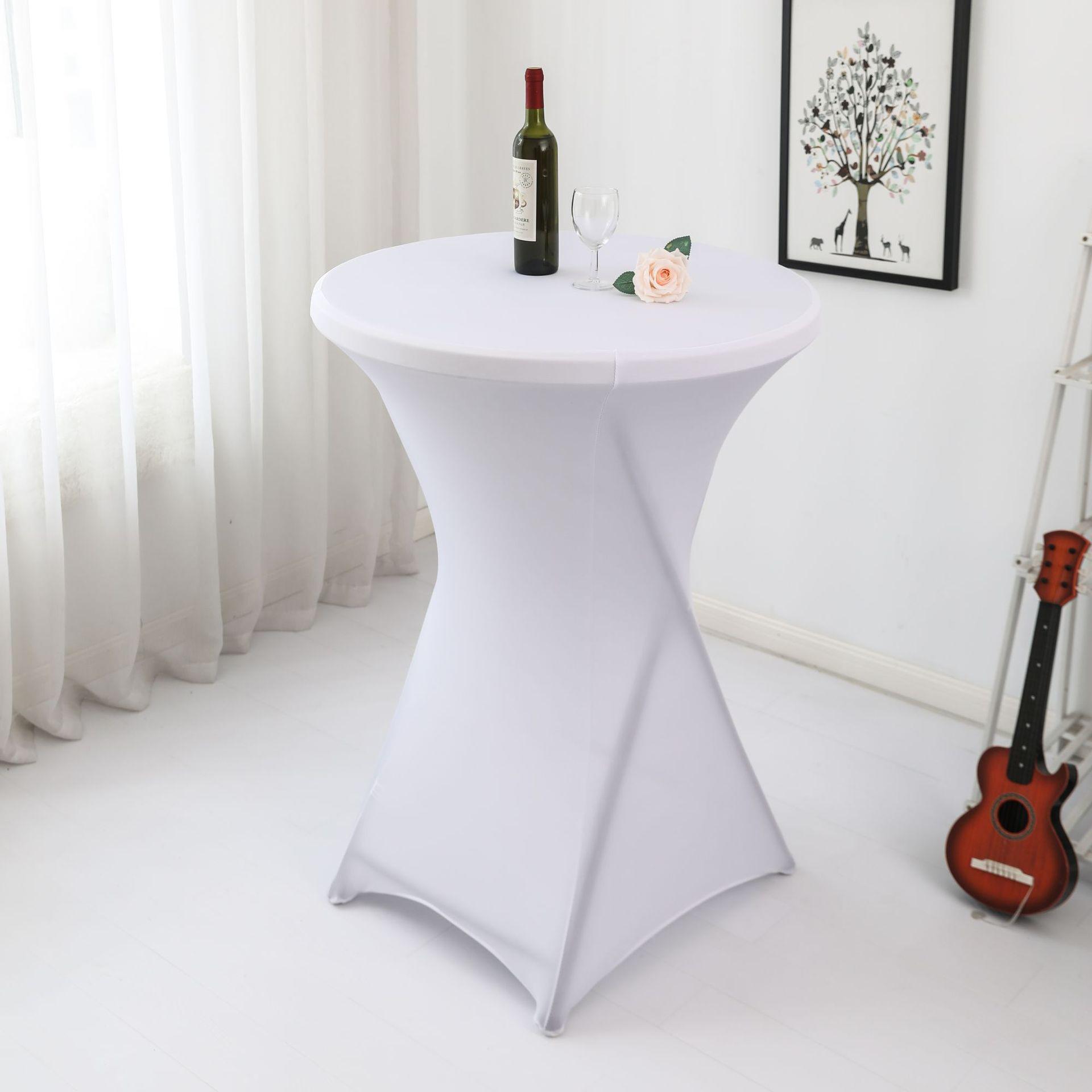 

Solid White Elastic Cocktail Tablecloth Set for Bar/Banquet 60*110cm