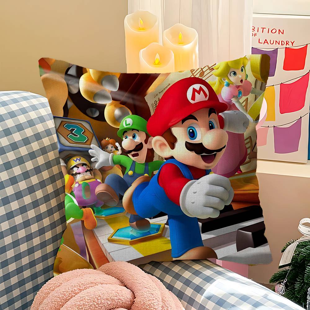 Game M-Mario-O Cartoon Pillow Anime Pillow Sofa Bed Head Pillow Cover Cushion Cover 45X45 Cm Fashion