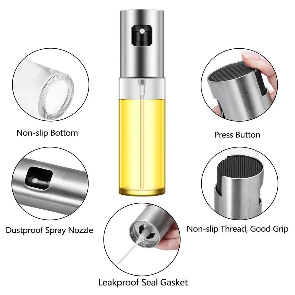 Glass Spray Bottle Kitchen Tool Spray Oiler Seasoning Condiment Bottle Pump Oil Pot Leak-Proof Grill BBQ Sprayer Oil Dispenser
