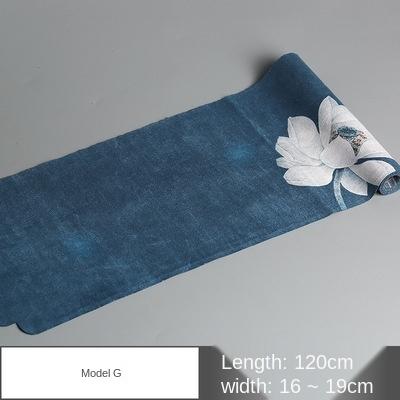 Cotton Linen Crafts Table Runner Chinese-Style Clear Lotus Drunk Suede Tea Table Tea Mat Dry Tea Towel Mat Tea Curtain Tea Towel