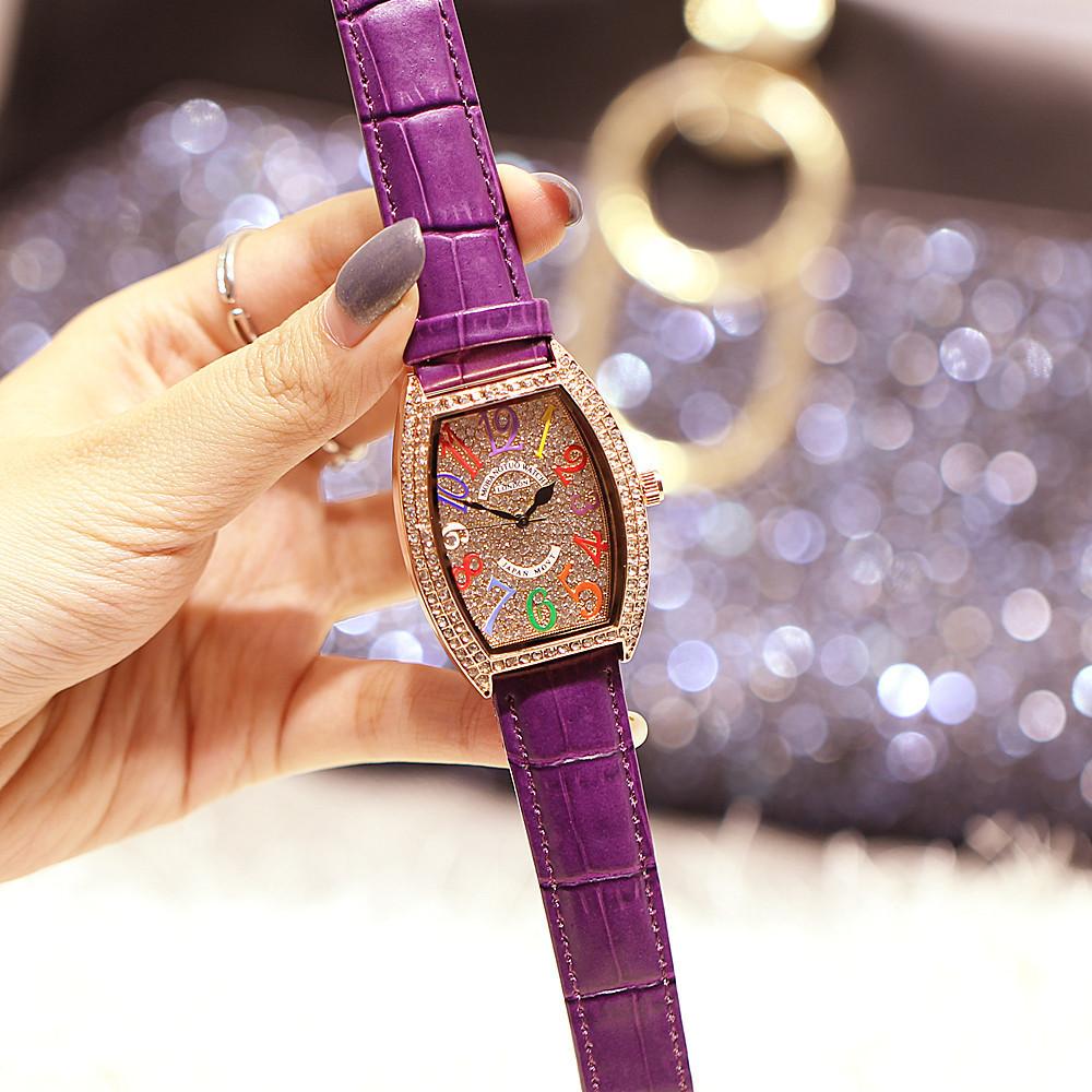 Same Fashion Retro Women'S Watch, Wine Barrel Type Diamond-Encrusted Digital Belt Waterproof Watch