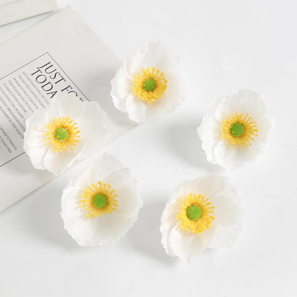 

5/10/20 шт. 7,5 см Шелковые искусственные головки мака для свадебной вечеринки, украшения дома, комнаты, аксессуары для DIY, искусственные цветы, поделки 5Pcs белый