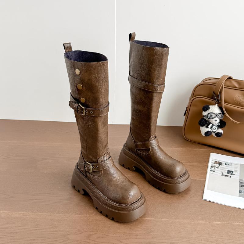 

Maillard boots women s new summer heightening small brown tall thick-soled black knight boots 34