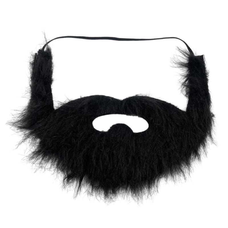 Black Fake Beard Moustache, Halloween & Christmas Beard with Mustache for Adult 1 чёрный