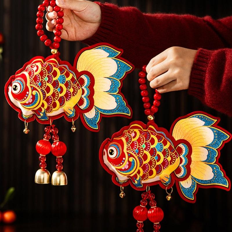 Year of Horse Festival Decoration Velvety Cotton Fabric Chinese New Year Ornaments for Entrydoor Wall Home Decoration