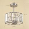 Semi Flush Mount Modern Crystal Chandelier Ceiling Light, Crystal Ceiling Light Fixture with E14 Base, Silver Tone